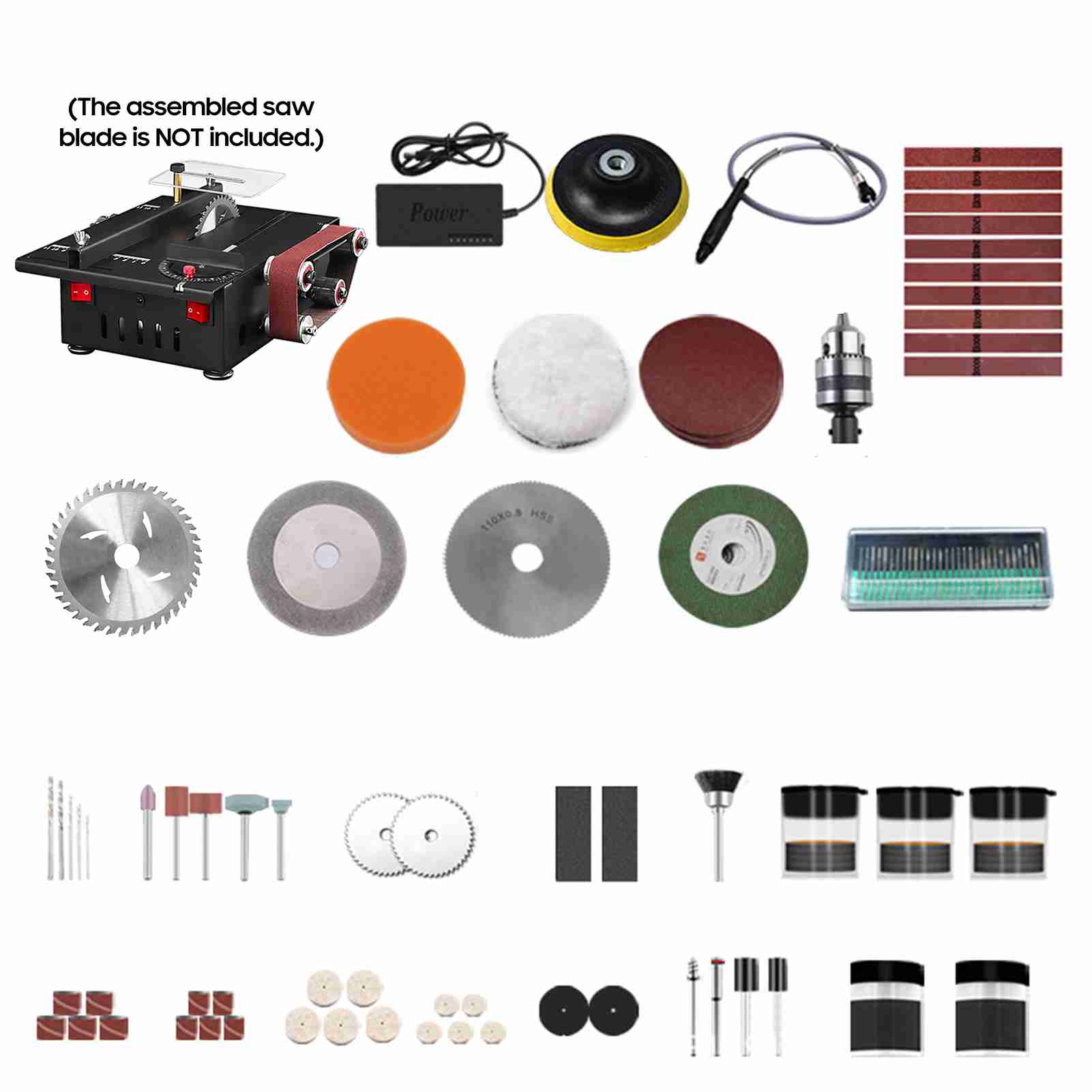 Circular Saw Cordless - 200W mini-banksag en bandschuurmachine met verlengstang,