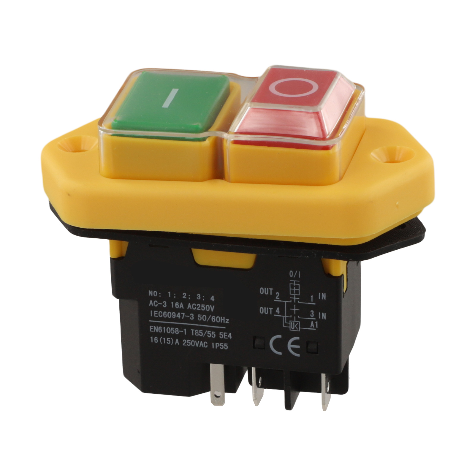 Power Tools That Are Green - KlD-28A 5-pins drukknopschakelaar 250V 16A zelfvergrendelend