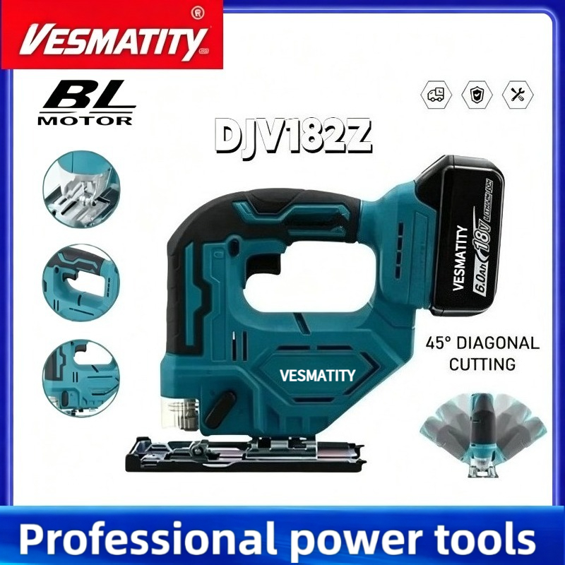Power Tools Jigsaw - DJV182Z 340W Borstelloze Decoupeerzaag met Zaagblad,