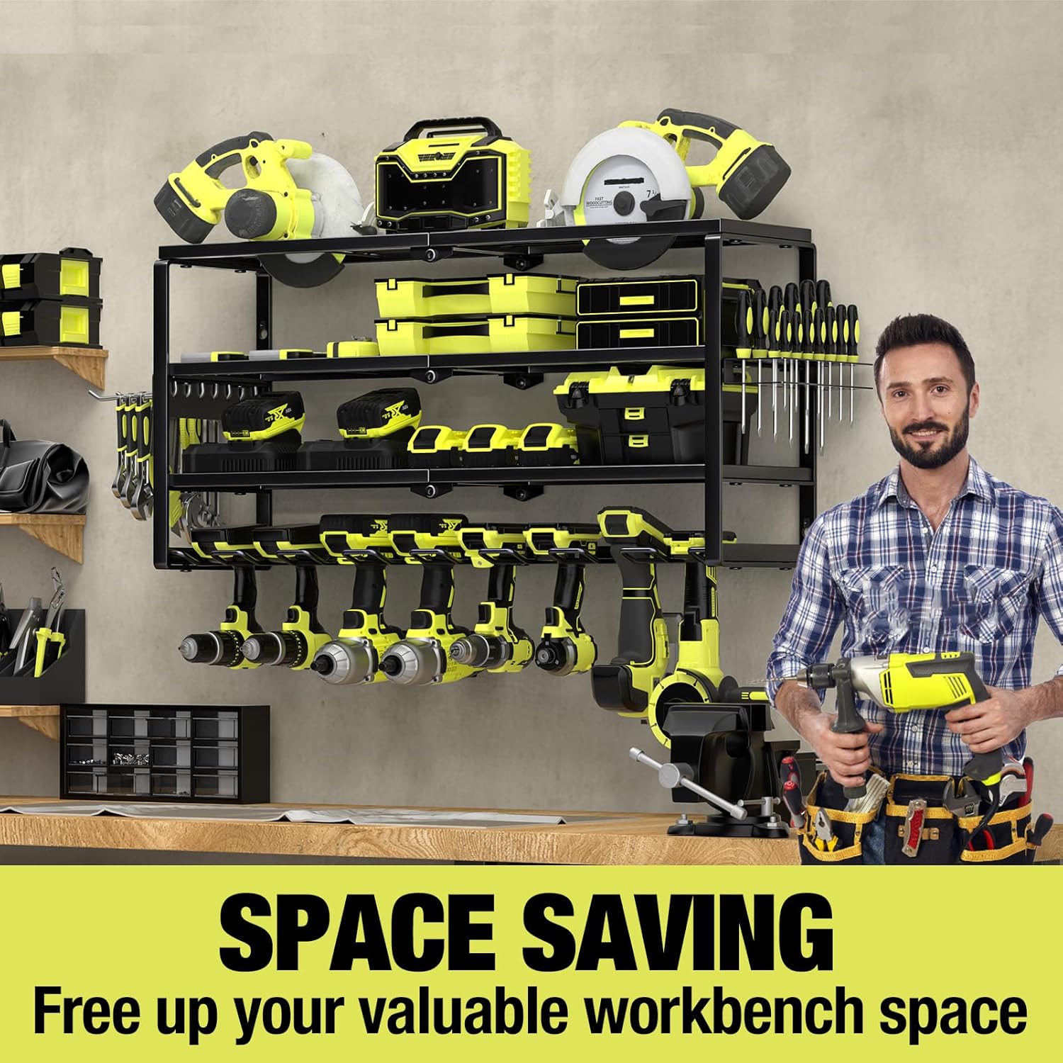 4-laags wandmontage gereedscha - Power Tools Holder recensie en prijs