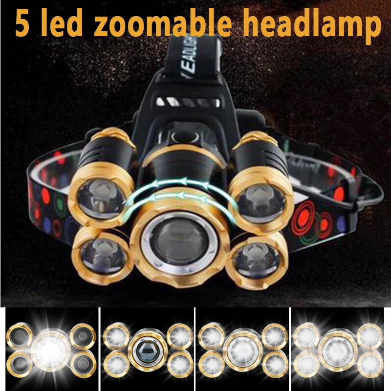 5LED T6 Hoofdlamp Zoom Zaklamp - Power Tools Zoom recensie en prijs
